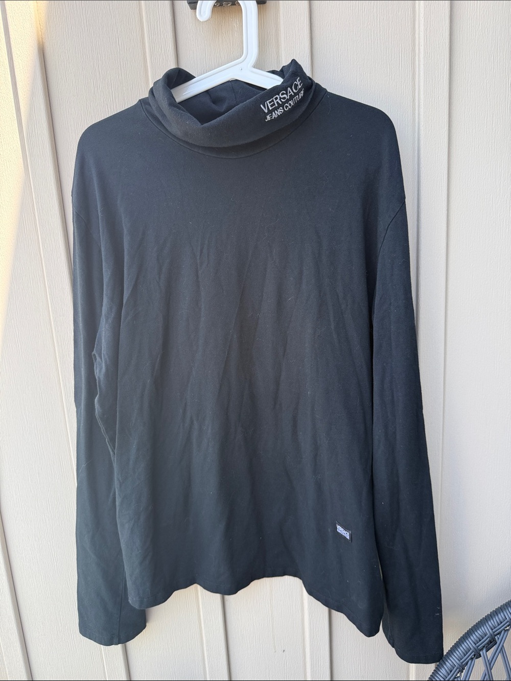 Versace Jeans Couture Vintage Cotton Black Turtleneck Long Sleeve
